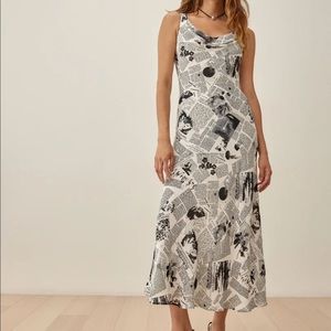 Reformation Emmeline Dress in Climate Newsprint
